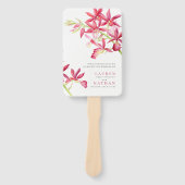 Éventail Programme de mariage botanique d'orchidées rouges (Devant)