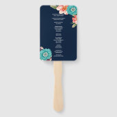 Éventail Programme De Mariage Botanique Floral Bleu Et Rose (Dos)