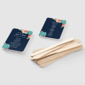 Éventail Programme De Mariage Botanique Floral Bleu Et Rose (Non-assemblé)