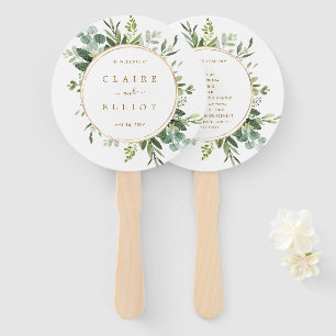 Éventail Programme de mariage Botanique Gold Greenery