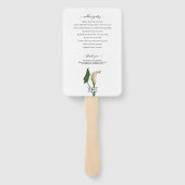 Éventail Programme de mariage botanique vert avec calla lil (Dos)