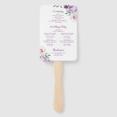 Éventail Programme de mariage botanique violet fleuri flori (Dos)