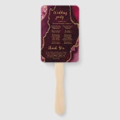 Éventail Programme de mariage Bourguignon Rouge et Agate Do (Dos)