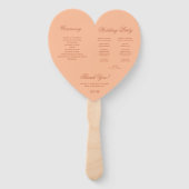 Éventail Programme de mariage Brown Peach Simple Heart Scri (Dos)