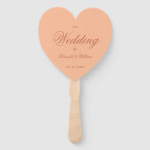 Éventail Programme de mariage Brown Peach Simple Heart Scri (Devant)