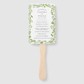 Éventail Programme de mariage cadre feuille d'olive verte r (Devant)