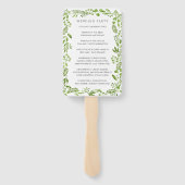 Éventail Programme de mariage cadre feuille d'olive verte r (Dos)