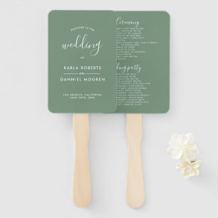 Éventail Programme De Mariage - Calligraphie Blanche Sur Sa