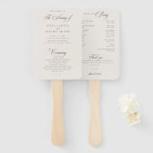 Éventail Programme de mariage calligraphié Choco Ivory Clas (Devant et derrière)