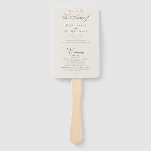 Éventail Programme de mariage calligraphié Choco Ivory Clas