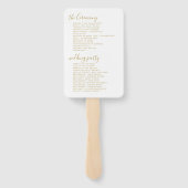 Éventail Programme De Mariage - Calligraphie Or Sur Blanc (Dos)