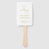 Éventail Programme De Mariage - Calligraphie Or Sur Blanc (Devant)
