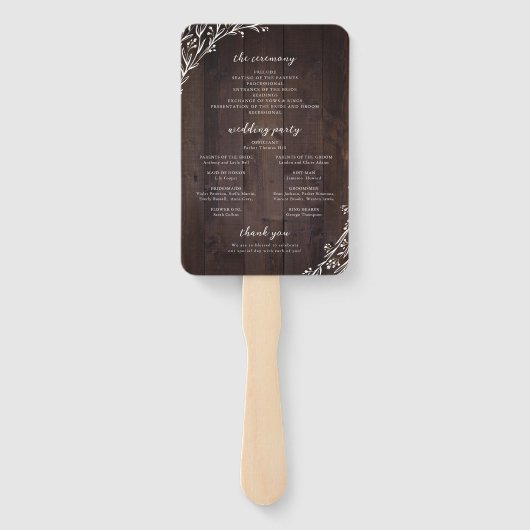 Éventail Programme de Mariage campagnard Floral Boho Rustiq (Dos)