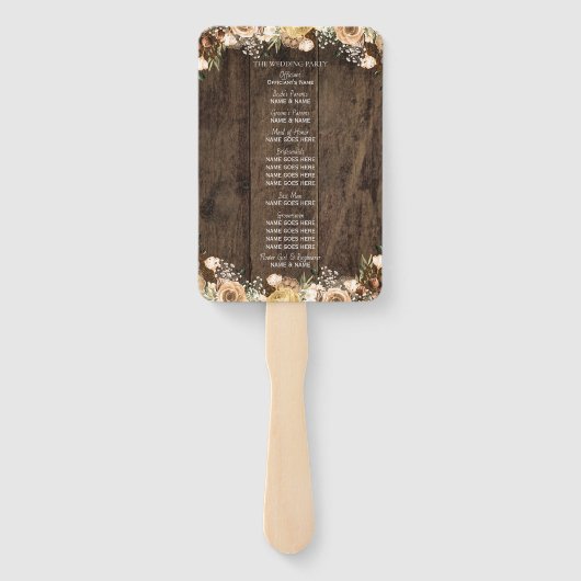 Éventail Programme de Mariage campagnard Rustique Tan Bird  (Dos)