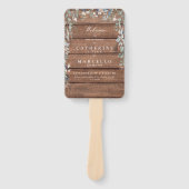 Éventail Programme de mariage cascade florale en bois rusti (Devant)