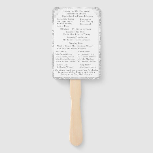 Éventail Programme de mariage catholique Faux-Satin (Dos)