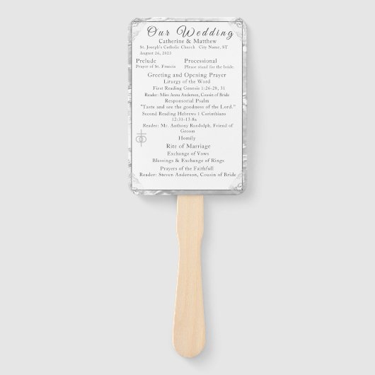 Éventail Programme de mariage catholique Faux-Satin (Devant)