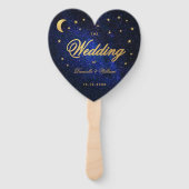 Éventail Programme de mariage céleste Étoiles dorées Lune É (Devant)