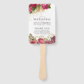 Éventail Programme de mariage champêtre rose doré et rose v (Devant)