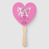 Éventail Programme de mariage chic avec monogramme rose et  (Dos)