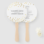 Éventail PROGRAMME DE MARIAGE chic chic chic confetti en or (Devant et derrière)