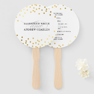 Éventail PROGRAMME DE MARIAGE chic chic chic confetti en or