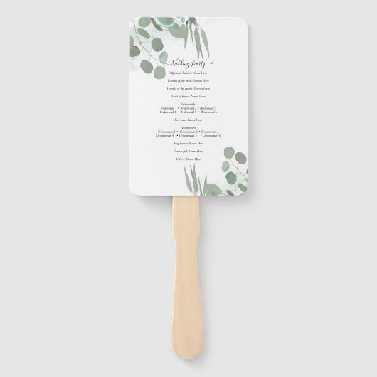 Éventail Programme de mariage chic moderne avec verdure d'e (Dos)