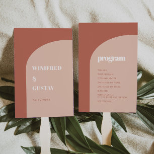 Éventail Programme de mariage chic pêche en terre cuite