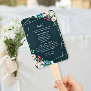 Éventail Programme de mariage chic succulents et or