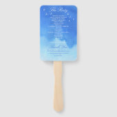 Éventail Programme de mariage Ciel aquarelle bleu et colomb (Dos)