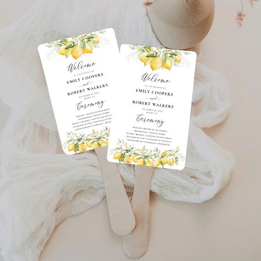 Éventail Programme de mariage Citrus vert citron Ventilateu