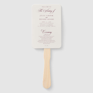 Éventail Programme de mariage classique calligraphié en ivo