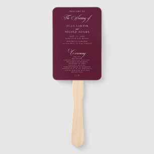 Éventail Programme de mariage classique calligraphié en ivo