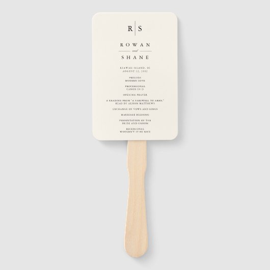 Éventail Programme de mariage classique de Monogramme noir  (Devant)