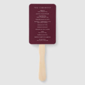 Éventail Programme de mariage classique élégant bordeaux pr (Dos)
