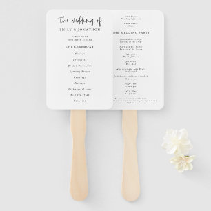 Éventail Programme de mariage classique en noir et blanc