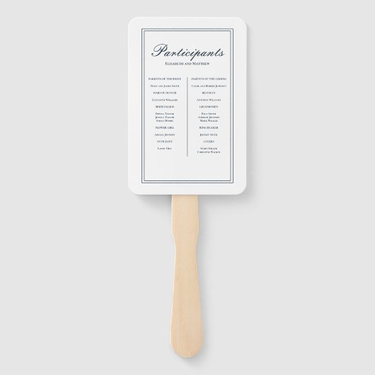 Éventail Programme de mariage classique et simple et élégan (Dos)