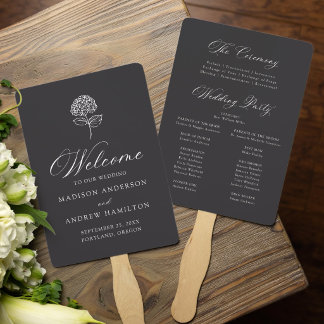 Éventail Programme de mariage classique Hydrangea au charbo