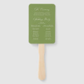 Éventail Programme de mariage classique Hydrangea vert oliv (Dos)
