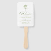 Éventail Programme de mariage classique Hydrangea vert oliv (Devant)