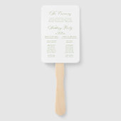 Éventail Programme de mariage classique Hydrangea vert oliv (Dos)