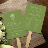Éventail Programme de mariage classique Hydrangea vert oliv
