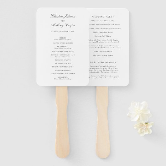 Éventail Programme de mariage classique noir et blanc Old M (Devant et derrière)