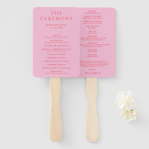 Éventail Programme de mariage classique rose et rouge éléga