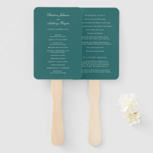 Éventail Programme de mariage classique sarcelle Old Money