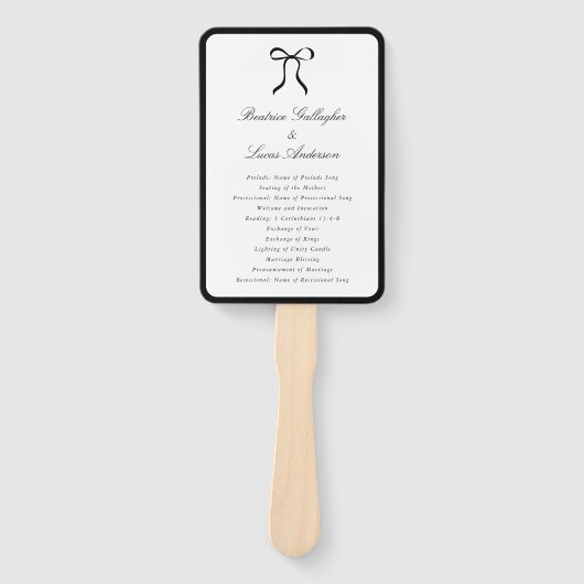 Éventail Programme de mariage classique Simple Bow (Devant)