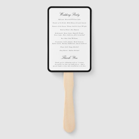 Éventail Programme de mariage classique Simple Bow (Dos)