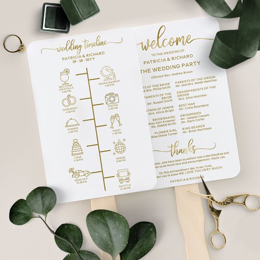 Éventail Programme de Mariage Cocktail - Icon Bienvenue de 