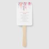 Éventail Programme de mariage corail rose sauge vert fleurs (Dos)