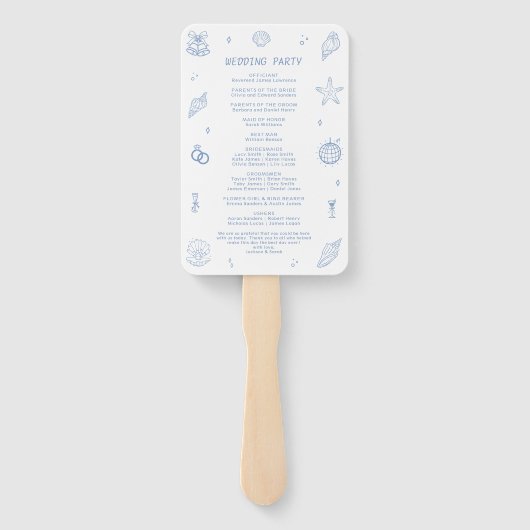 Éventail Programme de mariage côtier des coquillages à main (Dos)
